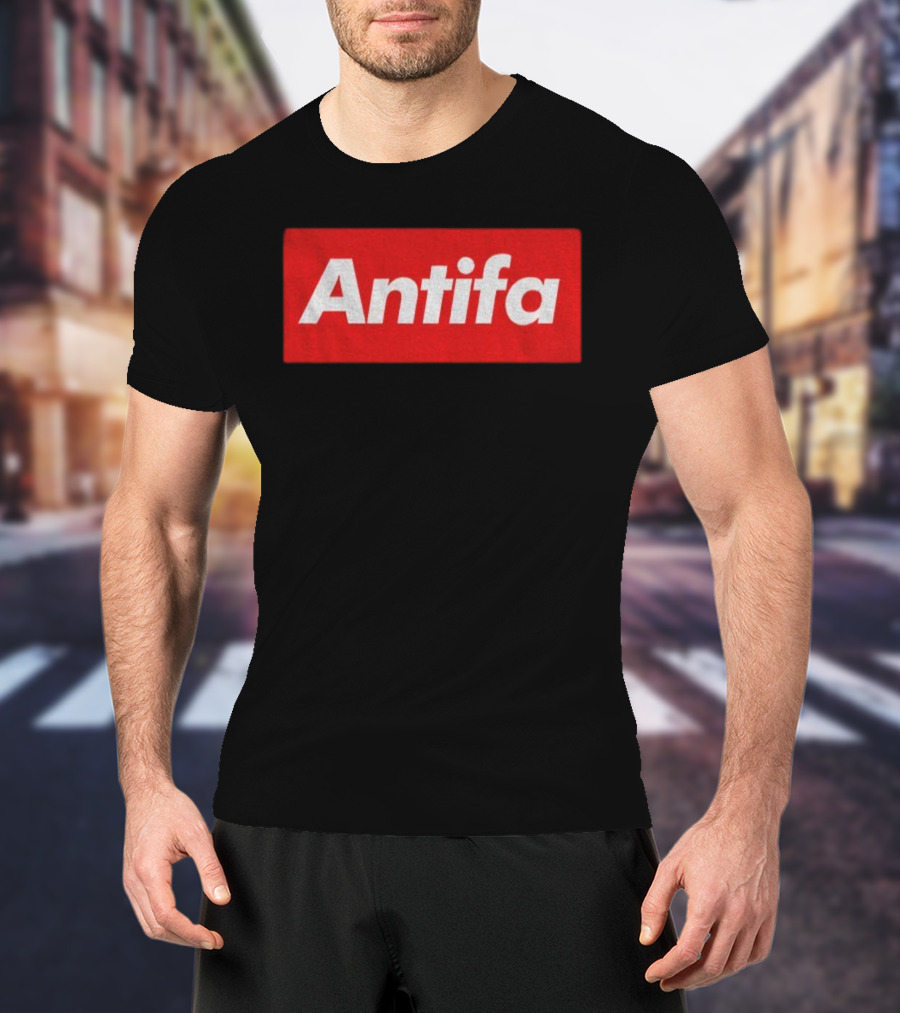 Antifa Supre American Antifascist Political Red Rectangle T-Shirt