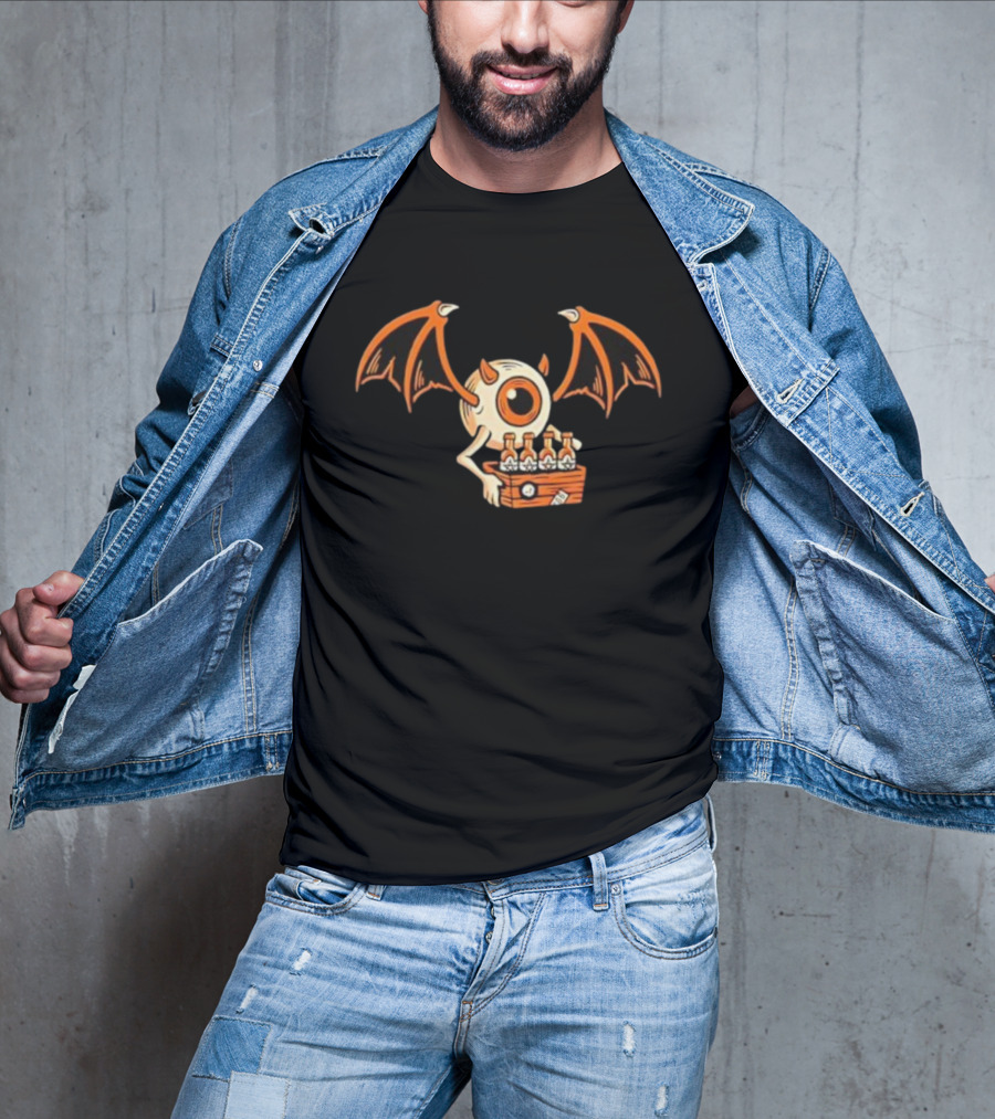Flying Eyeball Monster With Wings Carrying Six-Pack T-Shirt