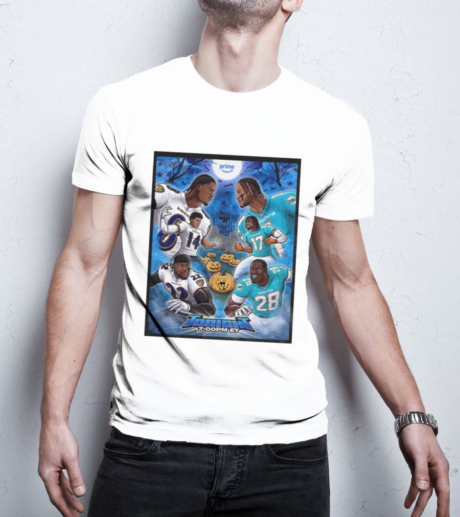 Baltimore Ravens Vs Miami Dolphins Halloween 2025 NFL Prime Tonight 7:00PM ET T-Shirt
