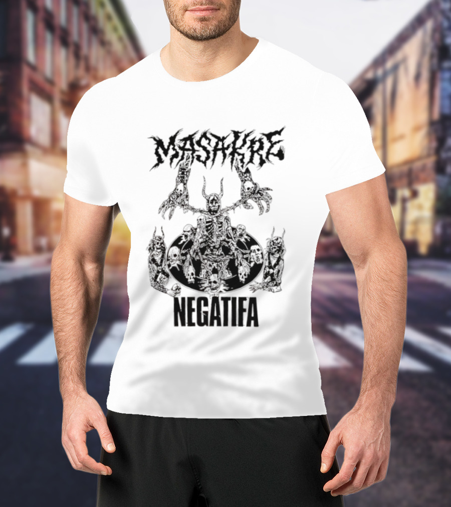 Masakre Negatifa Skull Skeleton Demonic Creature T-Shirt