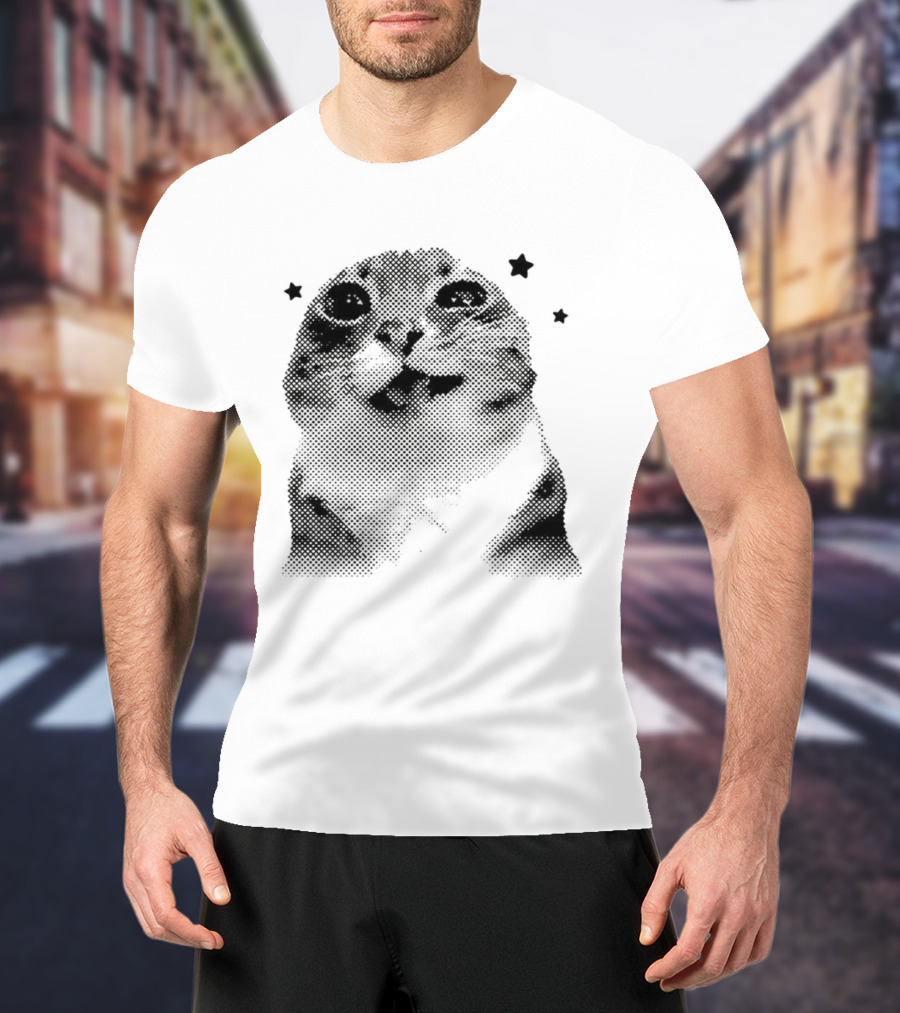 Rigby Cat Floating In Space Retro Star Meme T-Shirt