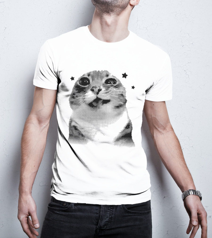 Rigby Cat Floating In Space Retro Star Meme T-Shirt