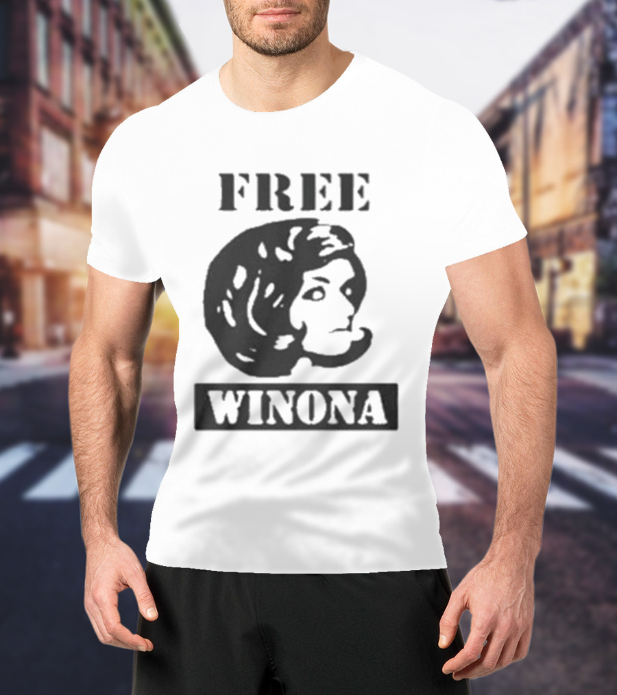 Free Winona Ryder Retro Stencil Style T-Shirt