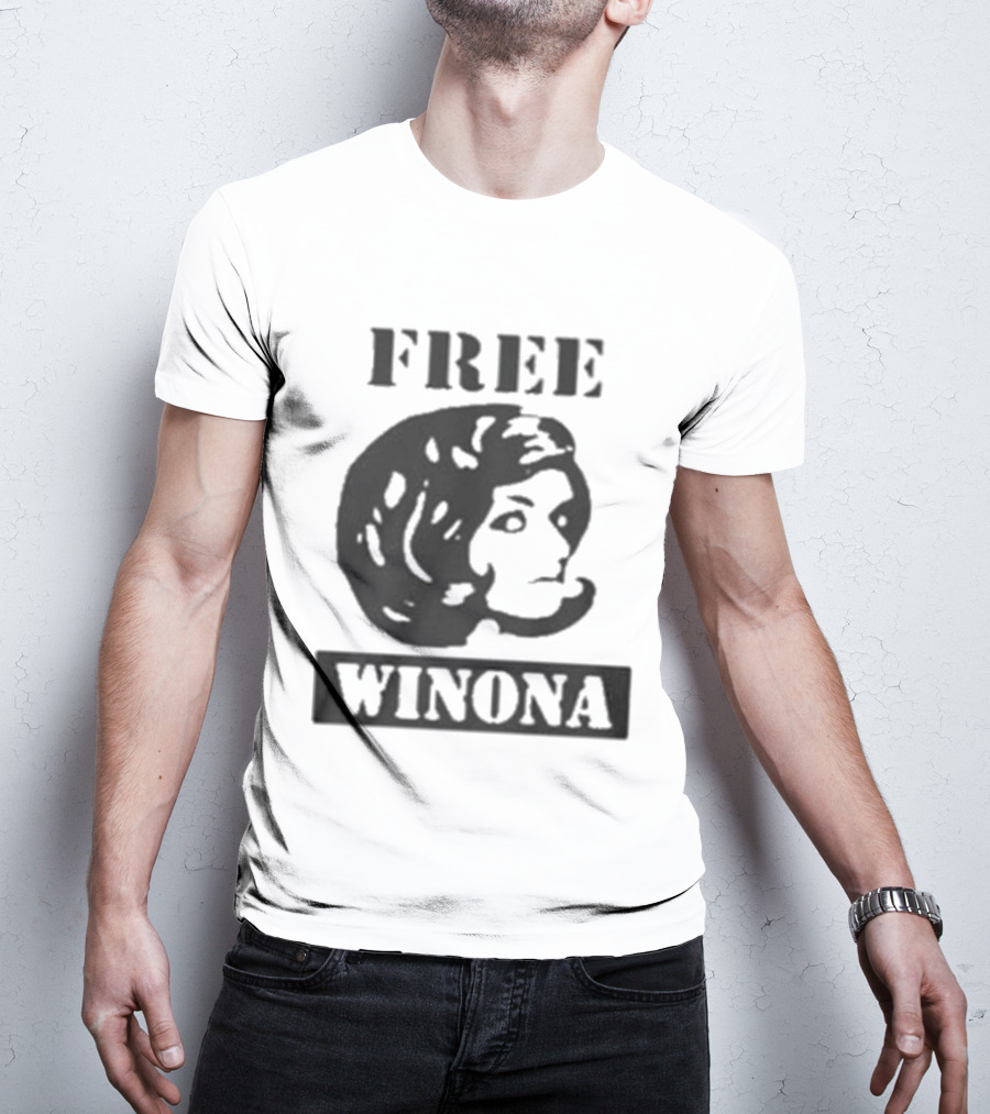 Free Winona Ryder Retro Stencil Style T-Shirt