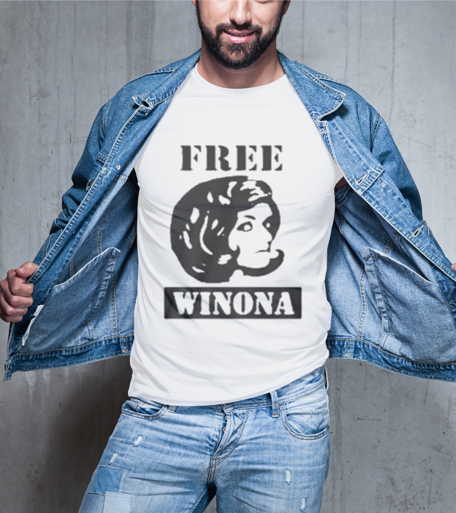 Free Winona Ryder Retro Stencil Style T-Shirt
