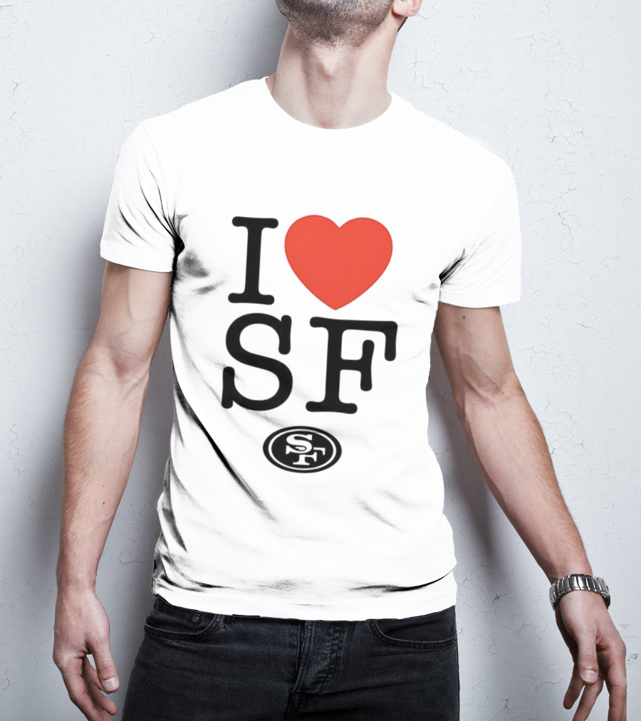 San Francisco 49ers I Love SF Heart Symbol Football Team Logo T-Shirt