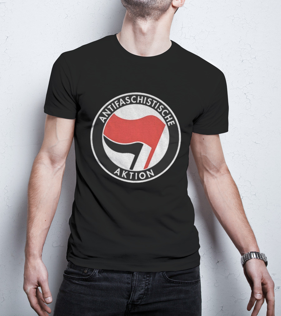 Antifaschistische Aktion Red Black Flags Anti Fascist Symbol T-Shirt