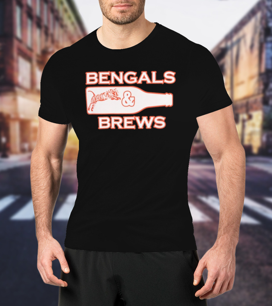 Bengals And Brews Cincinnati Bengals Game Day Tiger Bottle T-Shirt