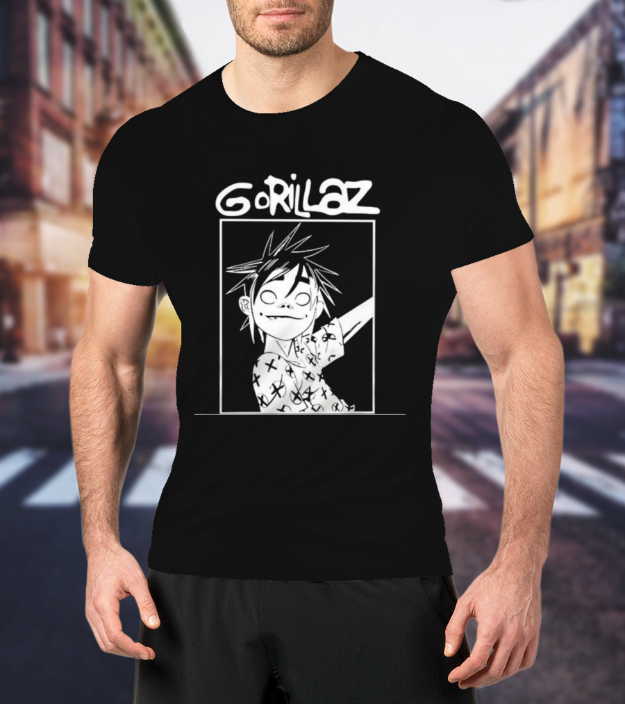 Gorillaz Black White Character Graphic T-Shirt