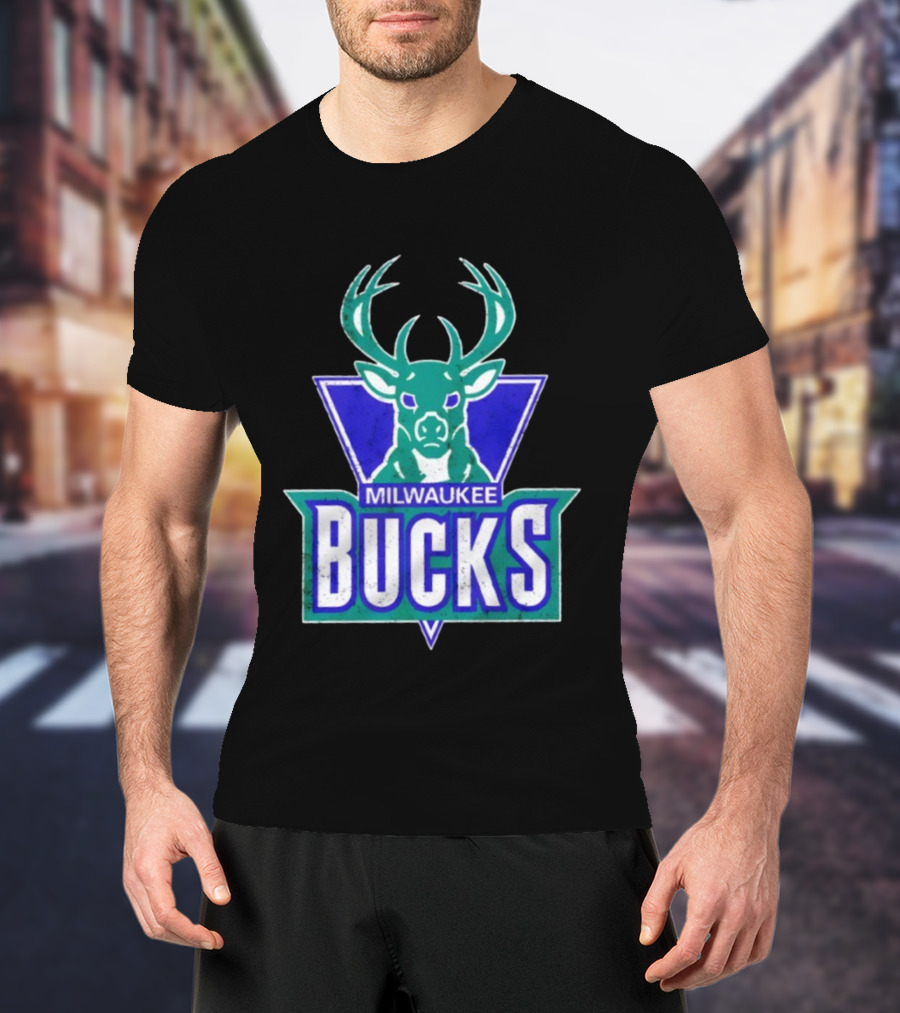Milwaukee Bucks Deer Head Emblem Retro Style T-Shirt