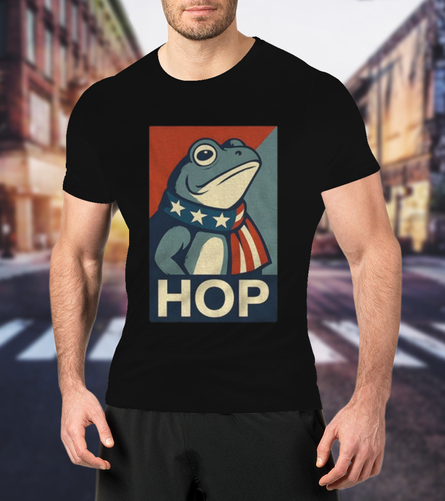 Portland HOP Frog Anti Fascist Political Parody Retro American Flag Style T-Shirt