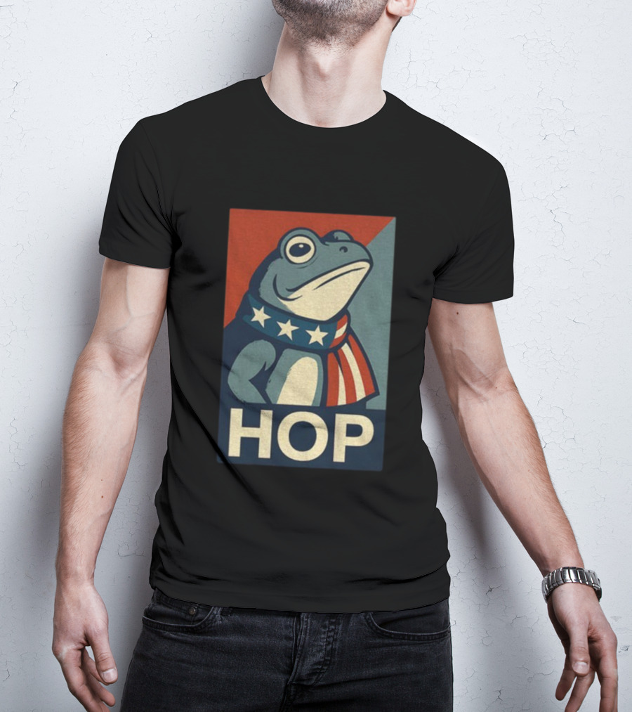Portland HOP Frog Anti Fascist Political Parody Retro American Flag Style T-Shirt