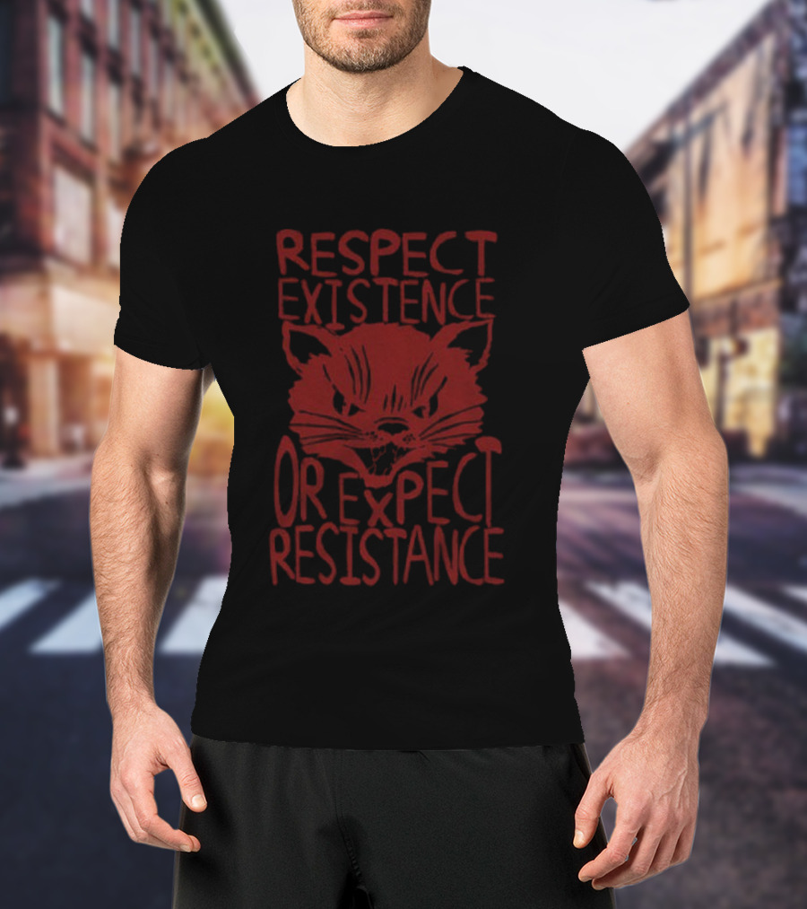 Sabo Tabby Respect Existence Or Expect Resistance Punk Leftist Socialist Cat T-Shirt