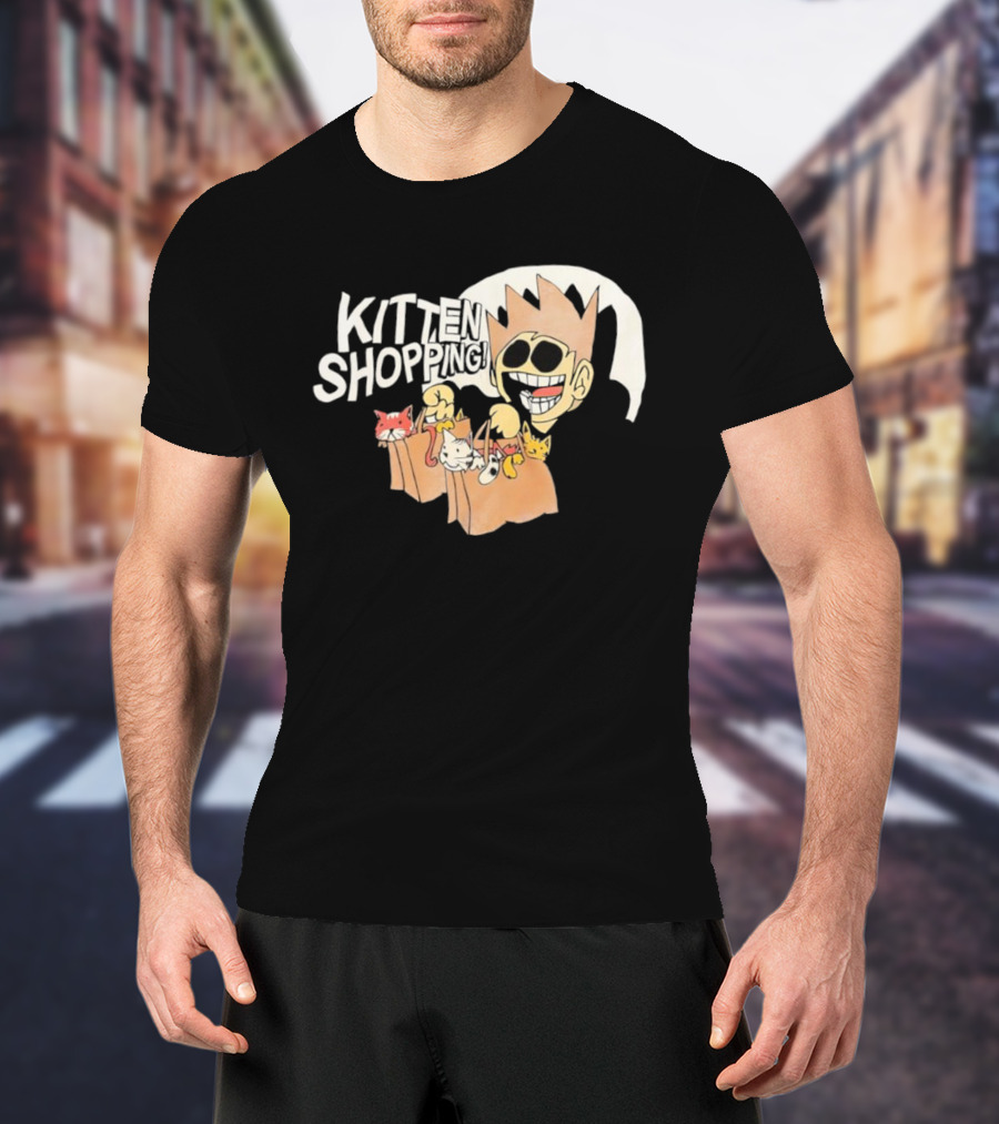 Tom Eddsworld Kitten Shopping Bags With Kittens Playful Cartoon Illustration T-Shirt