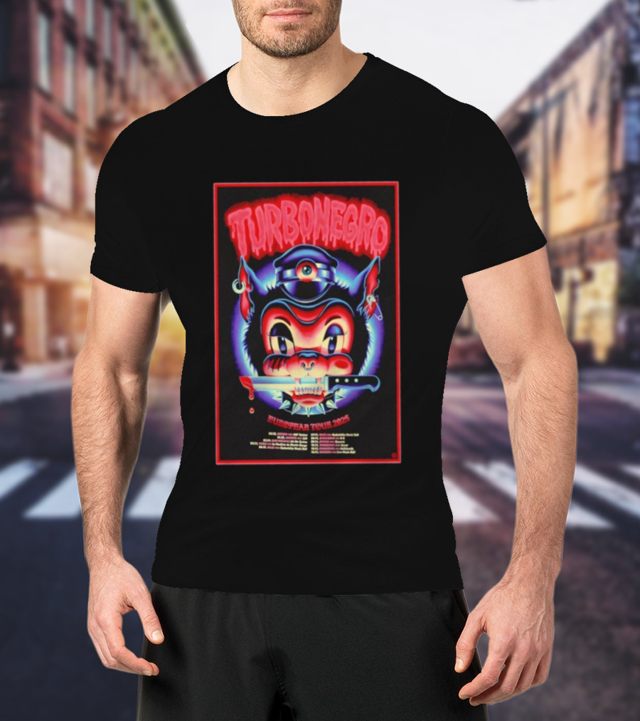 Turbonegro European Tour 2025 With Devilish Cat And Knife T-Shirt