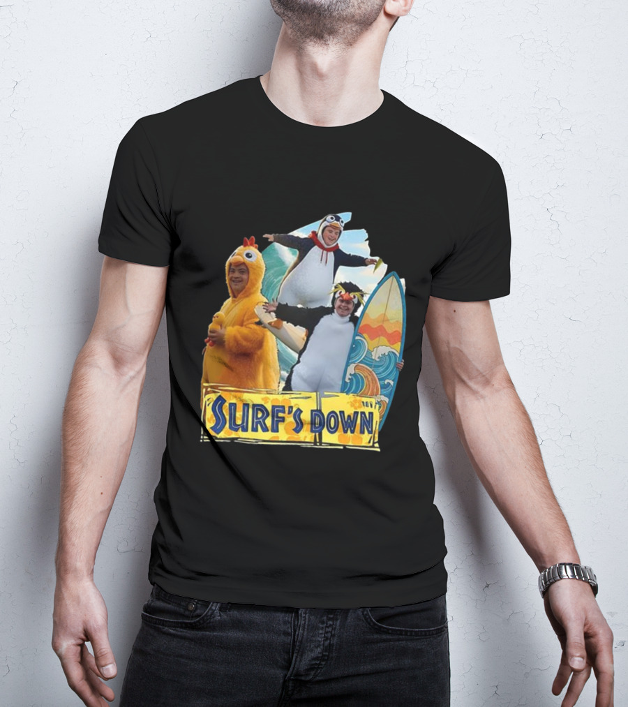 Penguins Surf's Down Wave Costume Fun T-Shirt