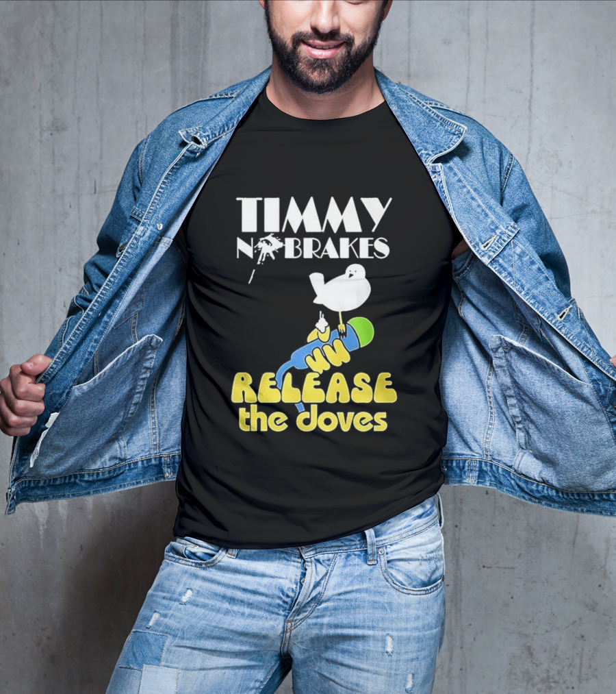 Timmy No Brakes Release The Doves Fun Colorful Design T-Shirt