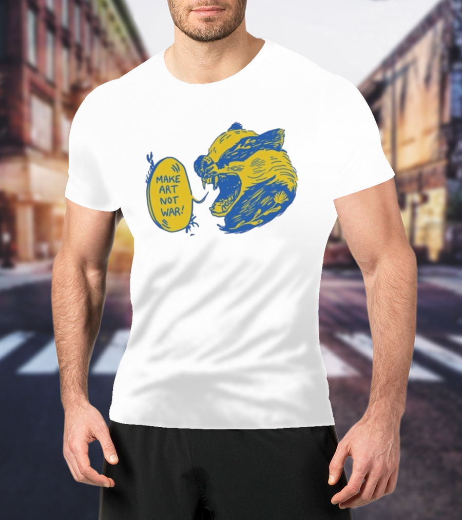 Make Art Not War Angry Wolverine Print T-Shirt