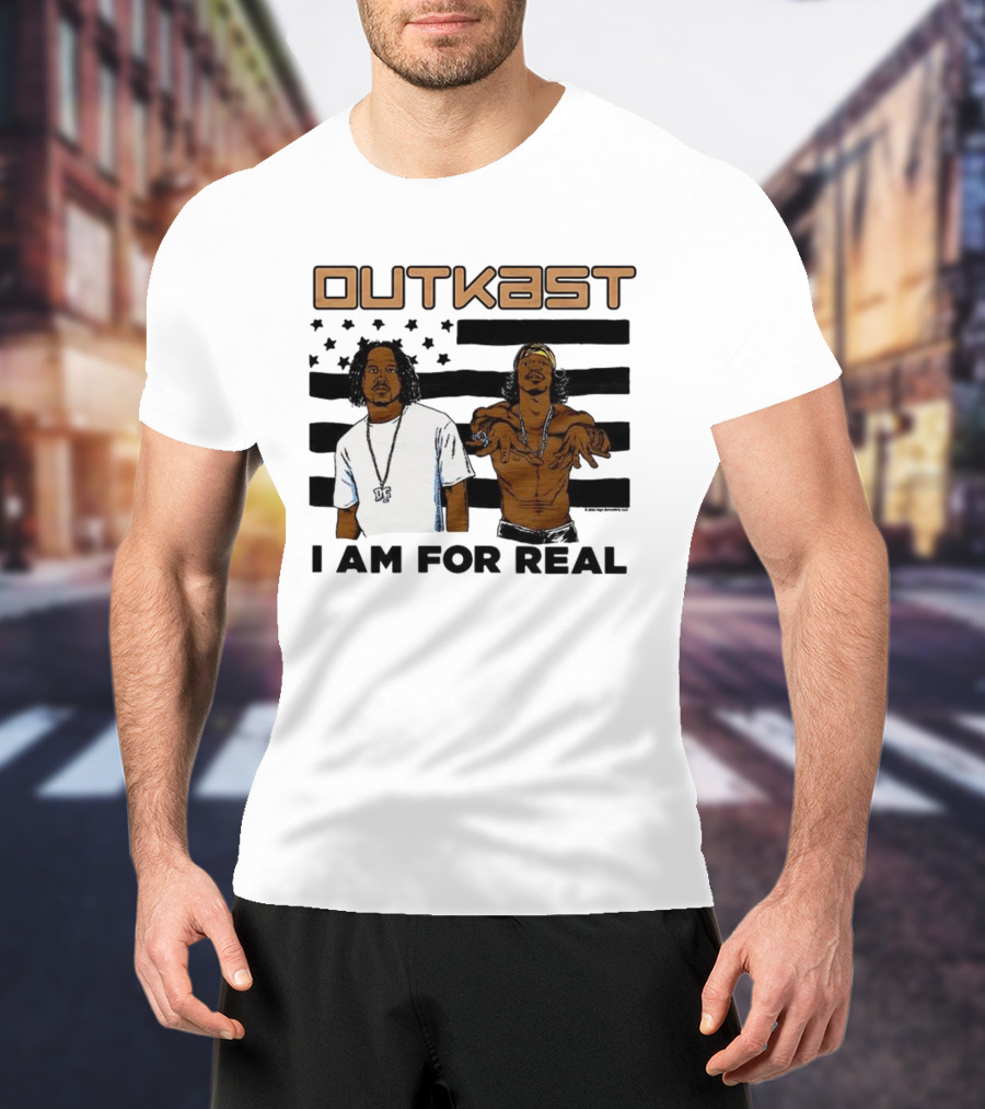 Outkast I Am For Real Flag Comic Style Duo Graphic T-Shirt