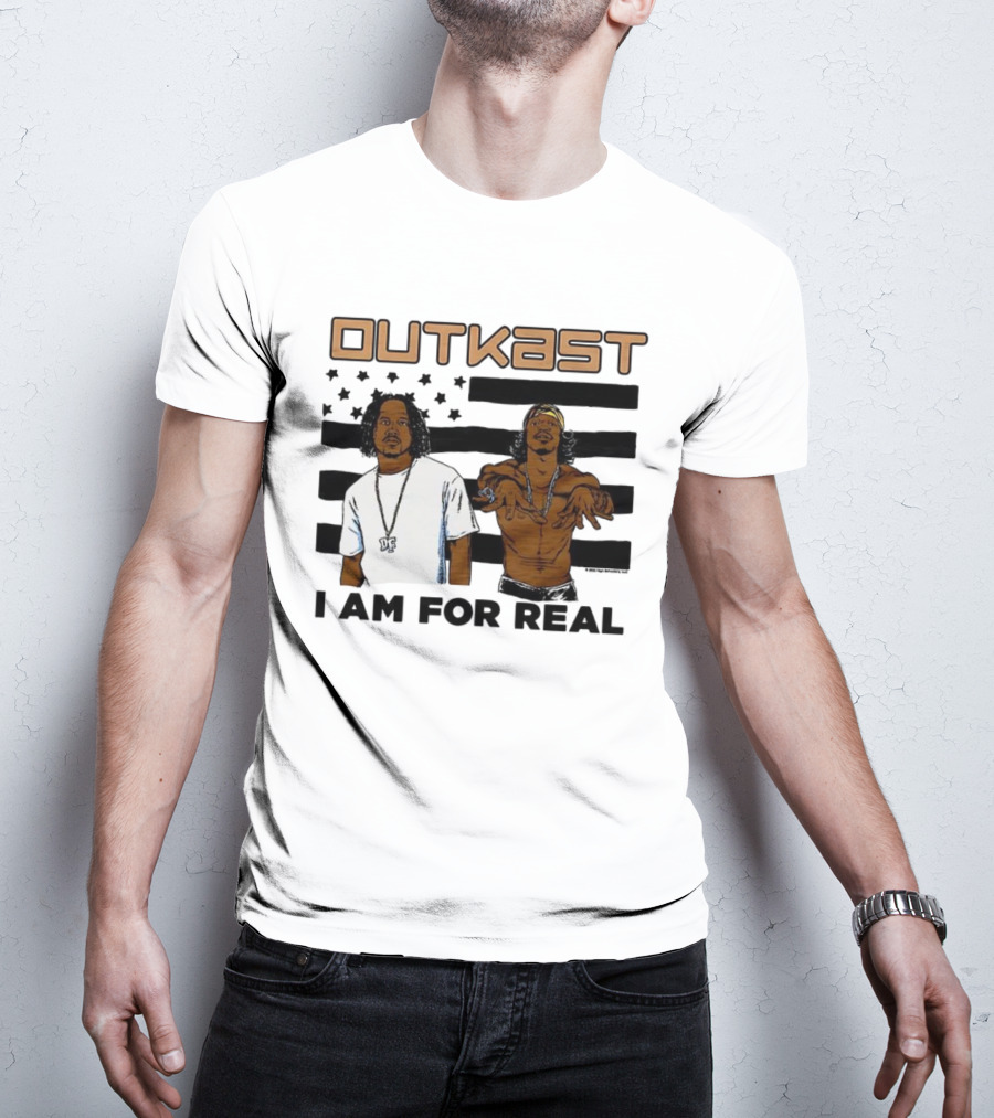 Outkast I Am For Real Flag Comic Style Duo Graphic T-Shirt