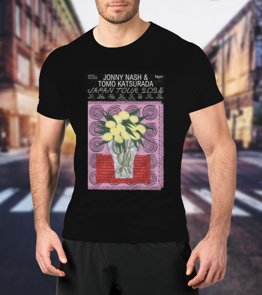 Tomo Katsurada X Jonny Nash Japan Tour 2025 Flowers Vase Art T-Shirt