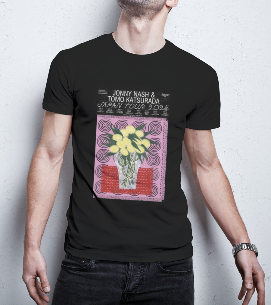 Tomo Katsurada X Jonny Nash Japan Tour 2025 Flowers Vase Art T-Shirt