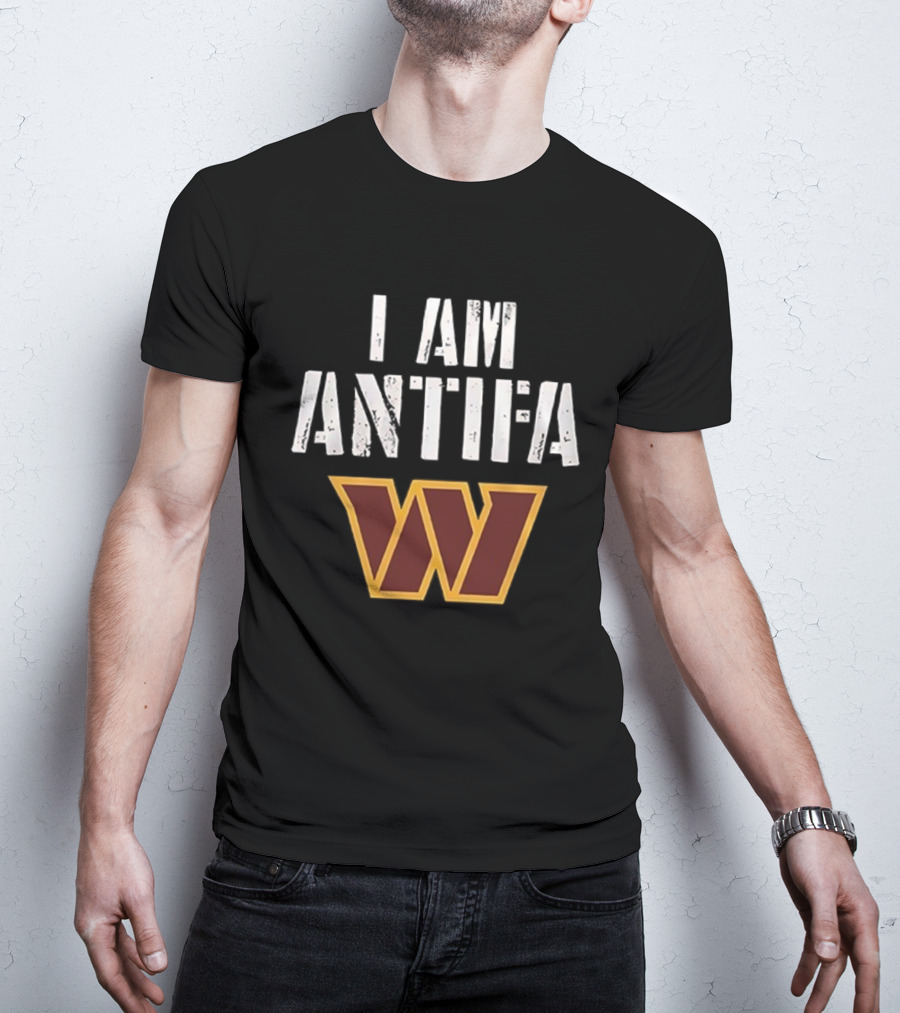I AM ANTIFA Washington Commanders Against Fascism T-Shirt