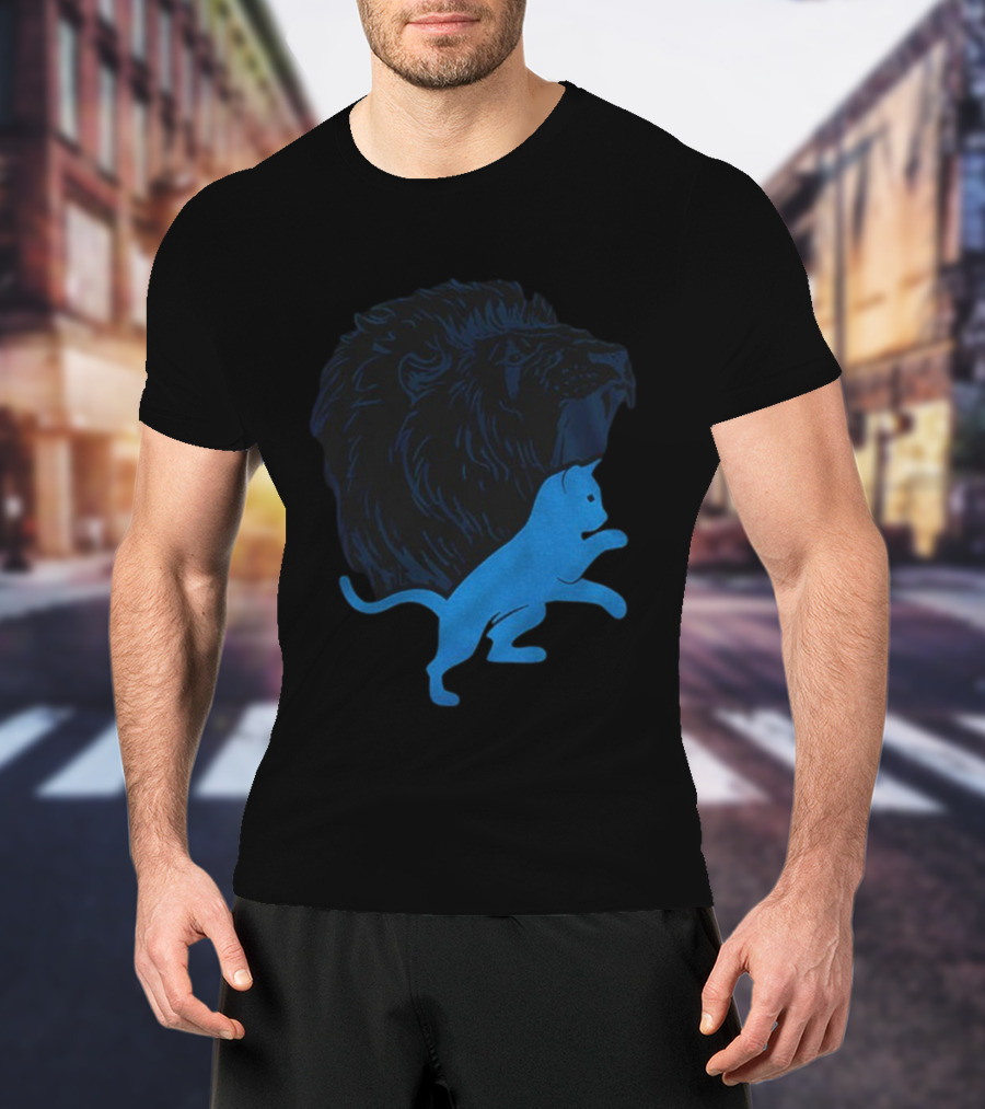 Detroit Lions National Cat Day NFL Football 2025 Iconic Lion And Cat T-Shirt