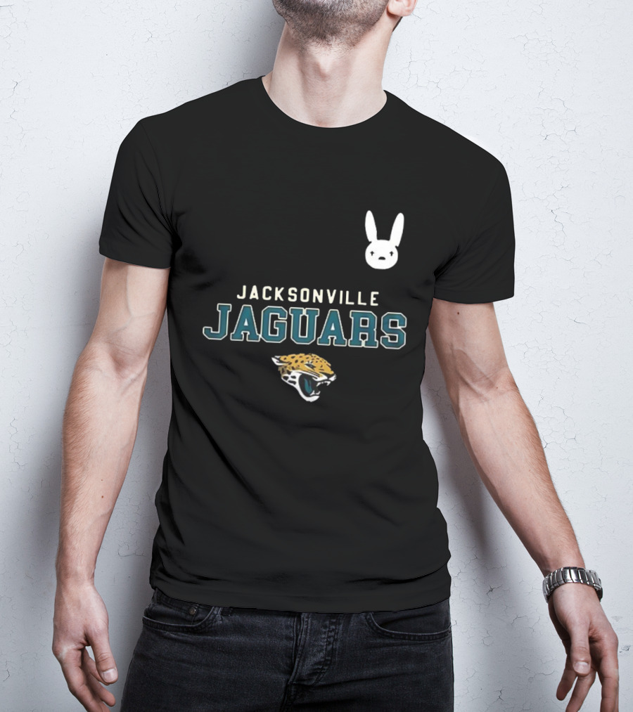 DTMF Bad Bunny Jacksonville Jaguars Collaboration With Mascot And Logo T-Shirt