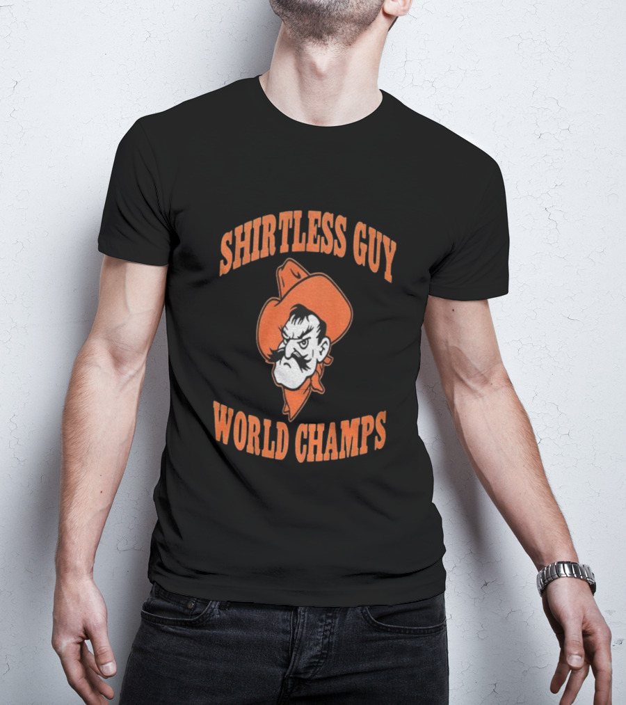 Oklahoma State Cowboys Pistol Pete Less Guy World Champs T-Shirt