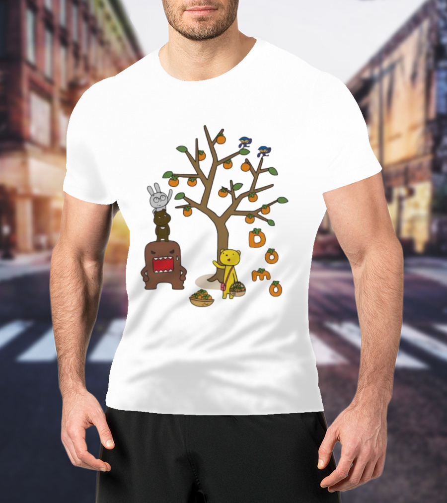 Domo Fall Harvest With Cartoon Characters And Persimmons T-Shirt
