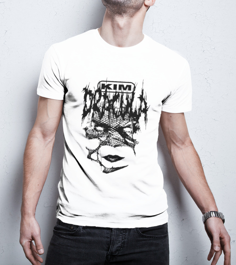 Kim Dracula Eye Lips Monochrome Design T-Shirt