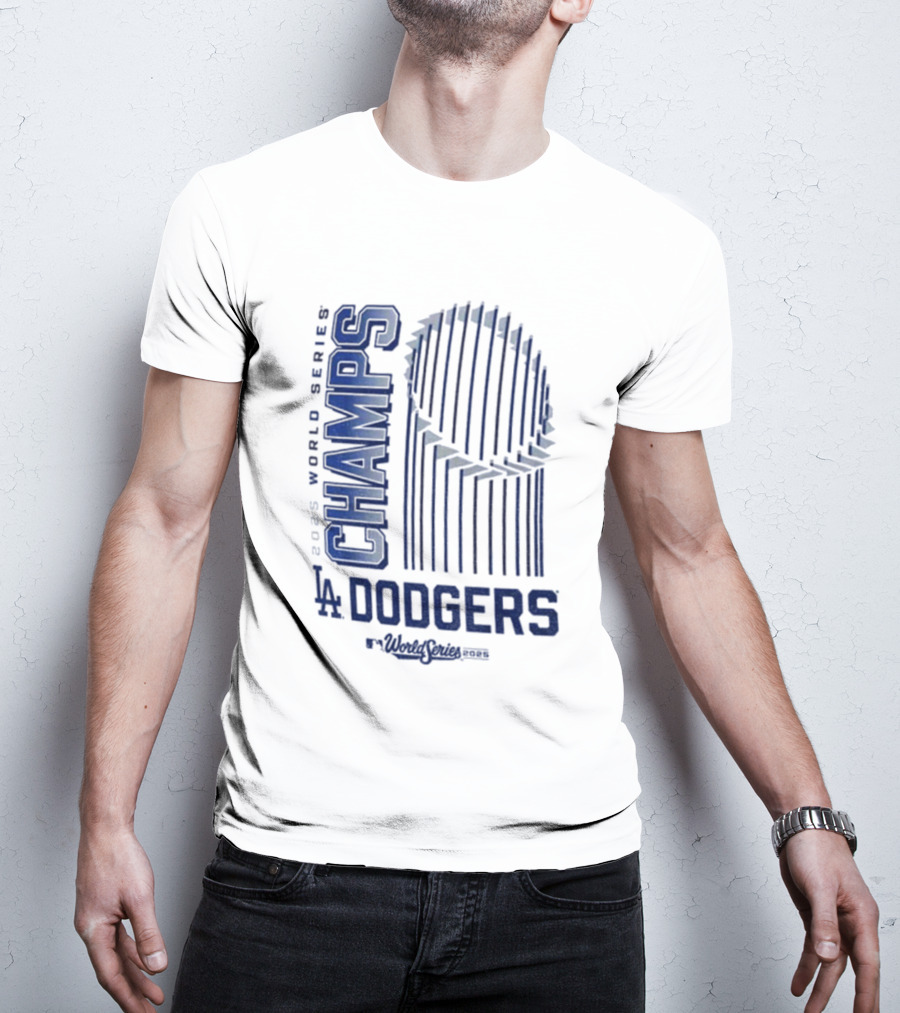 Los Angeles Dodgers 2025 World Series Champs Trophy Logo T-Shirt