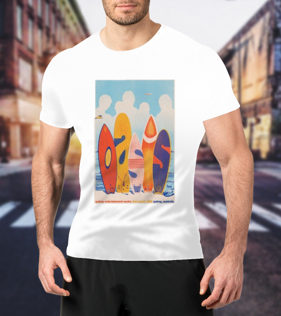 Oasis Sydney Entertainment Centre 3rd March 1998 Australia Surfboard Art T-Shirt