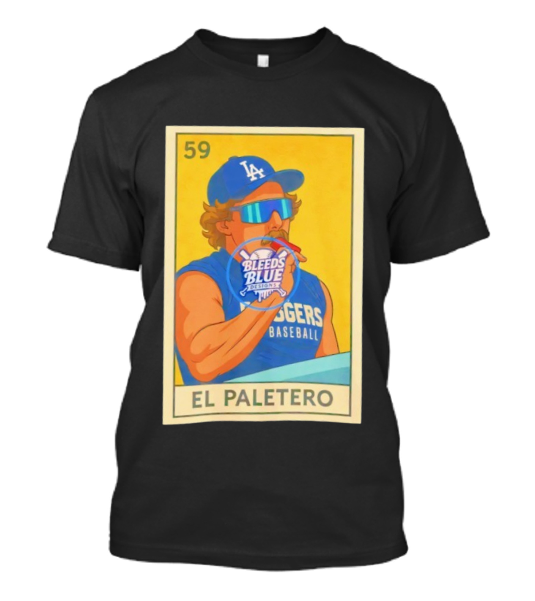 Dodgers Baseball El Paletero Bleeds Blue Loteria 59 T-Shirt