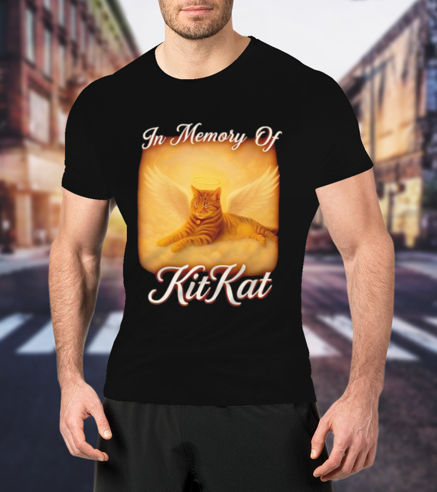 In Memory Of Kit Kat Angel Wings Halo Pet Cat Memorial T-Shirt