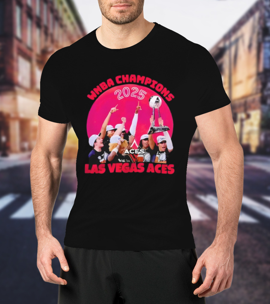 WNBA Champions 2025 Las Vegas Aces Pink Moon Celebration T-Shirt