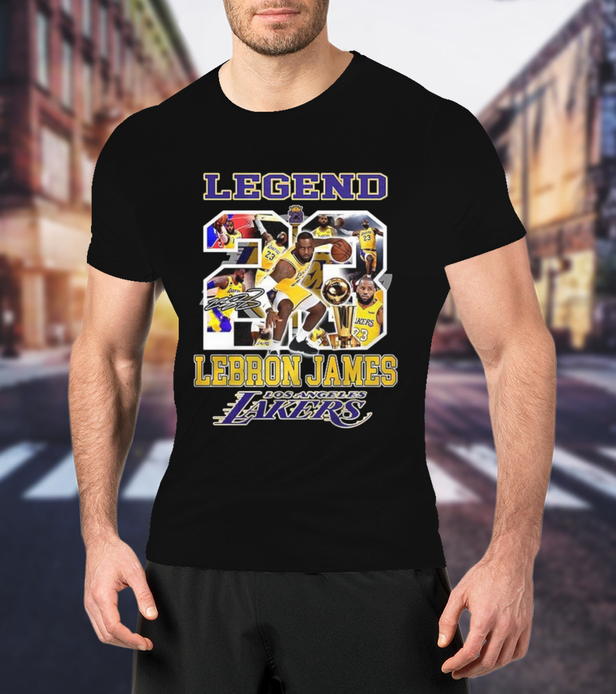 Legend Lebron James Lakers Los Angeles Number 23 Collage Signature T-Shirt
