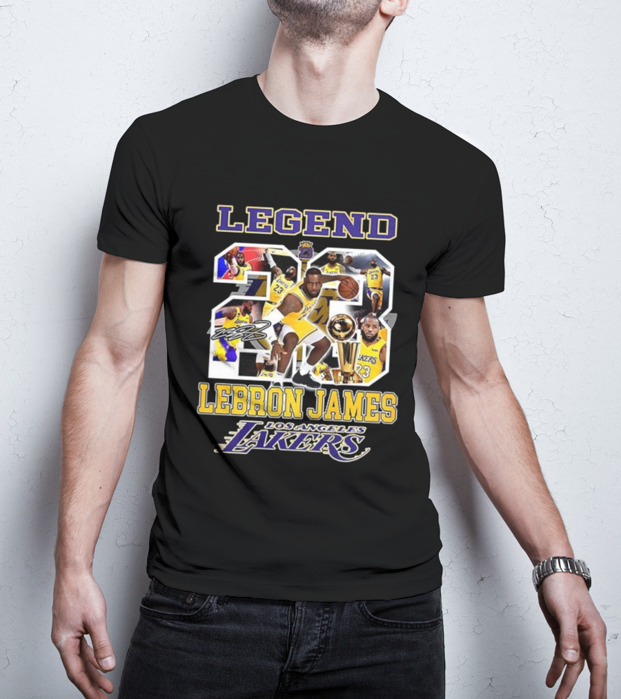 Legend Lebron James Lakers Los Angeles Number 23 Collage Signature T-Shirt