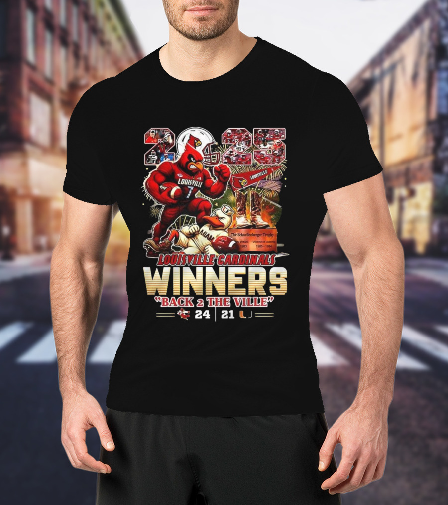 Louisville Cardinals Winners Back 2 The Ville 2025 Schnellenberger Trophy T-Shirt