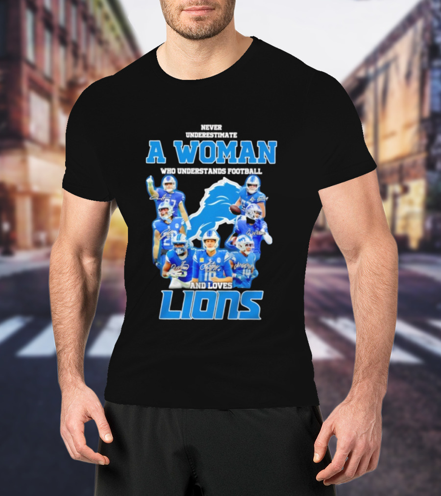A Woman Who Understands Football And Loves Lions Players T-Shirt