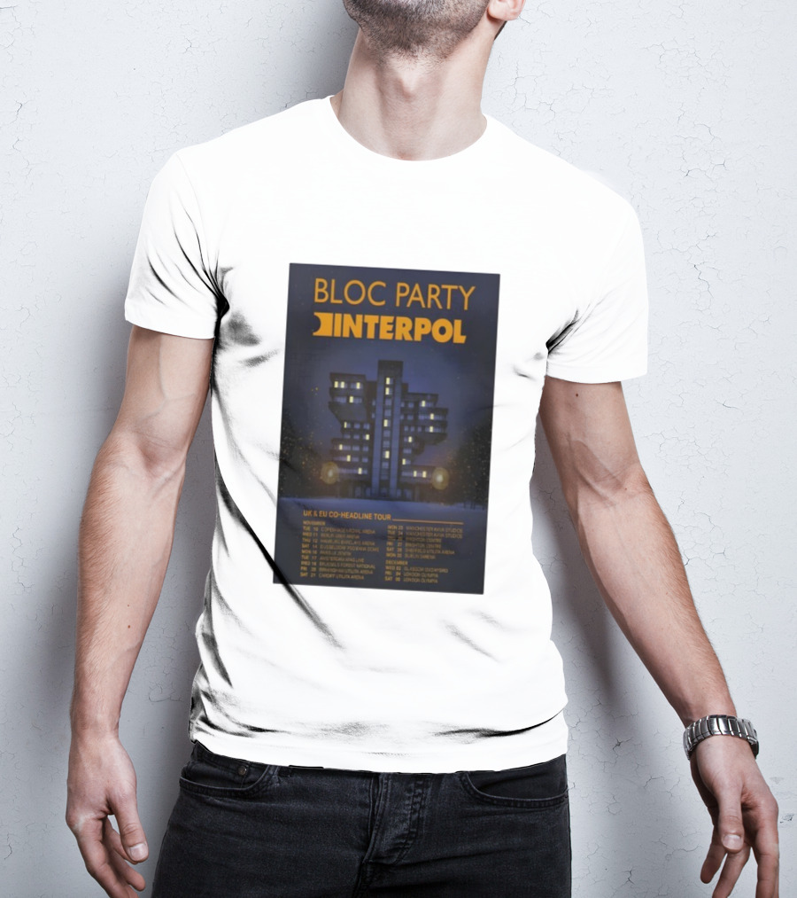 Bloc Party Interpol UK EU Co-Headline Tour November 2026 T-Shirt
