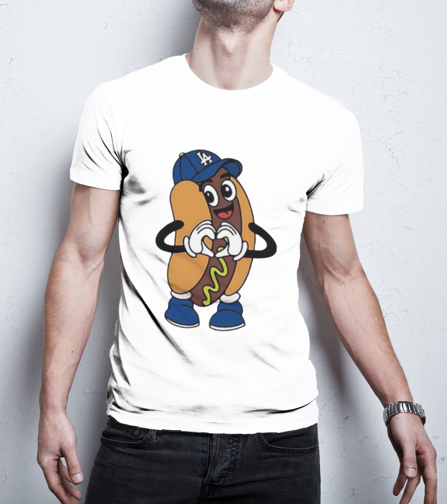 Dodger Dog LA Hat Hot Dog Los Angeles Dodgers Baseball Character T-Shirt