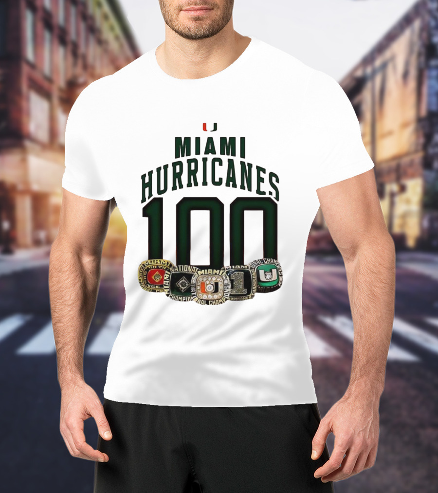 Miami Hurricanes 100 National Champions Rings T-Shirt