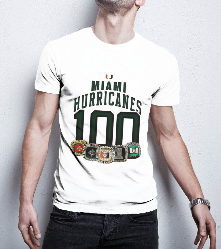 Miami Hurricanes 100 National Champions Rings T-Shirt