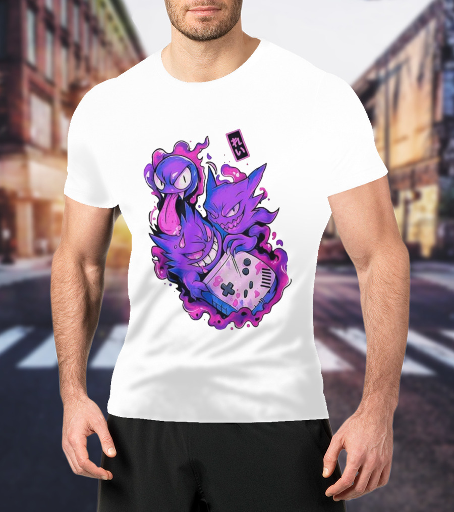 Gastly Haunter Gengar Retro Game Console Pokemon Art霊 T-Shirt