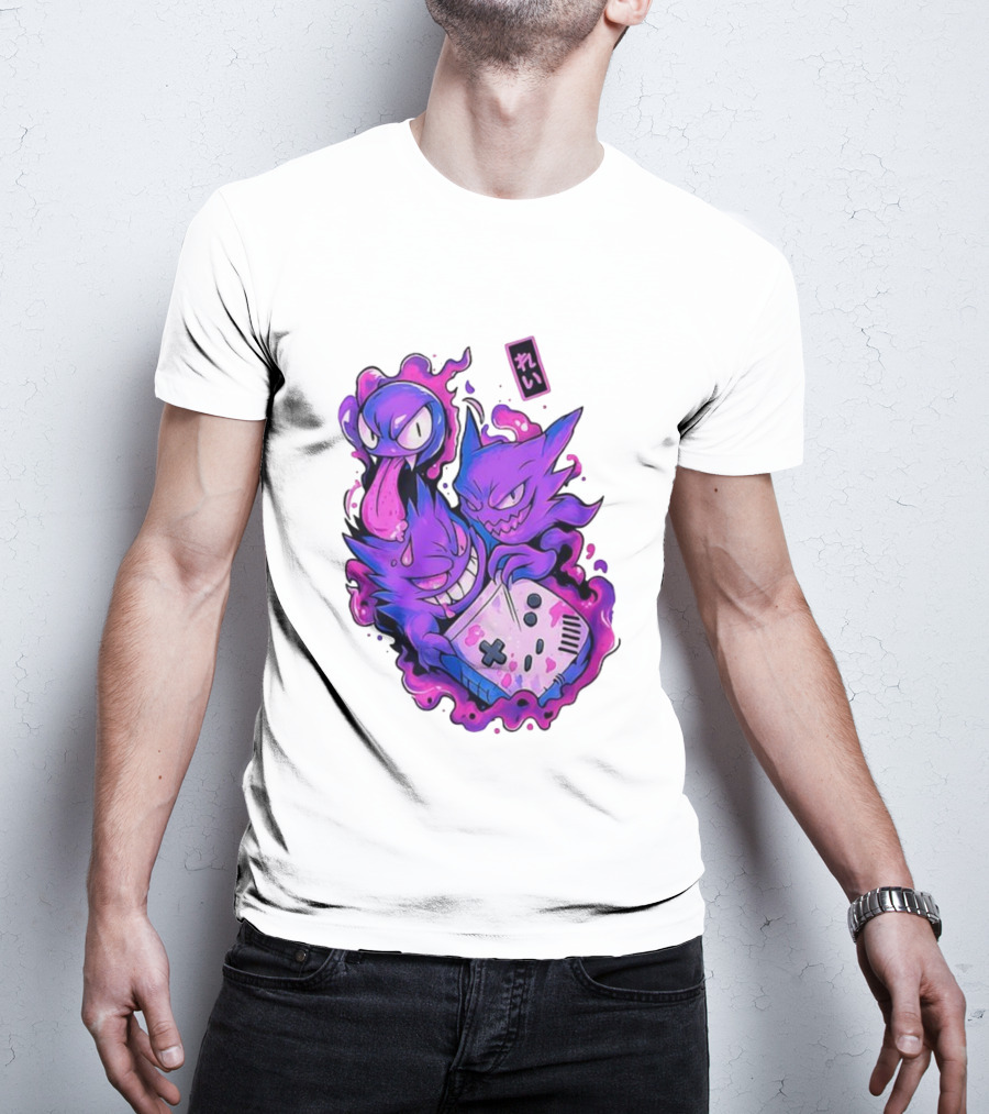 Gastly Haunter Gengar Retro Game Console Pokemon Art霊 T-Shirt