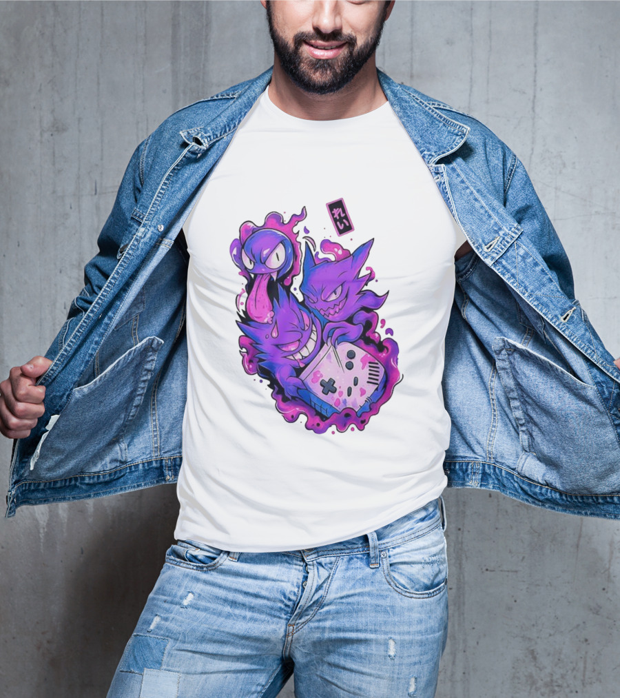 Gastly Haunter Gengar Retro Game Console Pokemon Art霊 T-Shirt