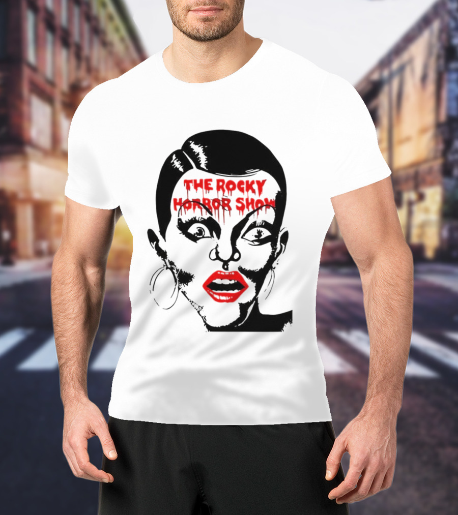 The Rocky Horror Show Dripping Text Vintage 70s Red Lips Graphic T-Shirt