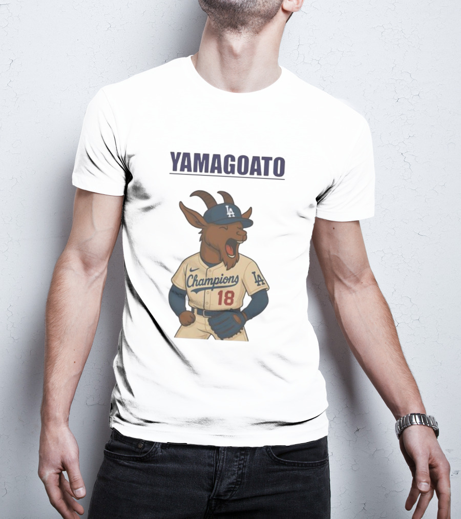 Yamagoato Champions LA 18 Goat Baseball Illustration T-Shirt